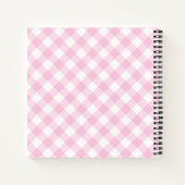 Preppy Pink Gingham Patroonnaam Notitieboek (Achterkant)
