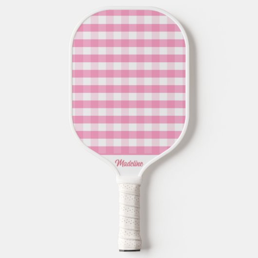 Preppy Pink Gingham Pickleball Paddle (Voorkant)