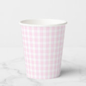 Preppy Pink Gingham Plaid Eerste Verjaardag Papieren Bekers (Achterkant)