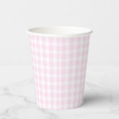 Preppy Pink Gingham Plaid Eerste Verjaardag Papieren Bekers (Rechts)