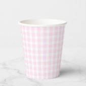 Preppy Pink Gingham Plaid Eerste Verjaardag Papieren Bekers (Voorkant)