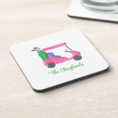Preppy Pink Golf Cart gepersonaliseerd Bier Onderzetter (Linkerzijde)