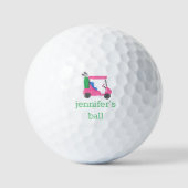 Preppy Pink Golf Cart gepersonaliseerd Golfballen (Voorkant)