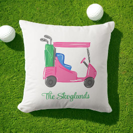 Preppy Pink Golf Cart gepersonaliseerd Kussen