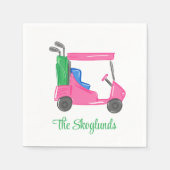 Preppy Pink Golf Cart gepersonaliseerd Servet (Voorkant)