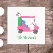 Preppy Pink Golf Cart gepersonaliseerd Servet