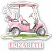 Preppy Pink Golf Cart gepersonaliseerd Sticker (Voorkant)