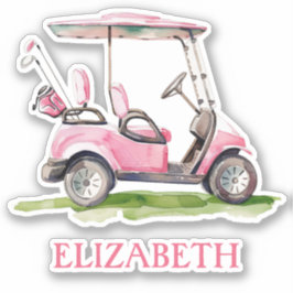 Preppy Pink Golf Cart gepersonaliseerd Sticker