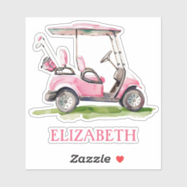 Preppy Pink Golf Cart gepersonaliseerd Sticker