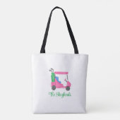 Preppy Pink Golf Cart gepersonaliseerd Tote Bag (Achterkant)
