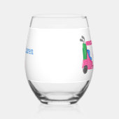 Preppy Pink Golf Cart gepersonaliseerd Wijnglas Zonder Voet (Links)