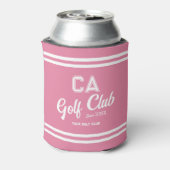 Preppy Pink Golf Club Custom Crest Party Blikjeskoeler (Blikje Achterkant)