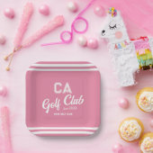 Preppy Pink Golf Club Custom Crest Party Papieren Bordje (Feest)