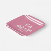 Preppy Pink Golf Club Custom Crest Party Papieren Bordje (Gebogen)