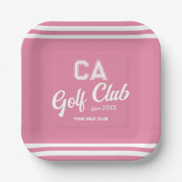Preppy Pink Golf Club Custom Crest Party Papieren Bordje
