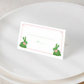 Preppy Pink Green Boxwood Rabbit Easter Brunch Plaatskaartje