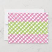Preppy Pink Green Gingham Girly Stationery Notitiekaartje (Achterkant)