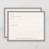 Preppy Pink Green Gingham Shower Recipe Card (Voorkant / Achterkant)