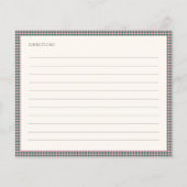 Preppy Pink Green Gingham Shower Recipe Card (Achterkant)