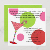 Preppy Pink Green Holiday Cocktail Jingle Mingle Feestdagenkaart (Voorkant / Achterkant)