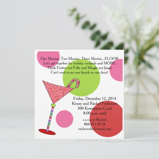 Preppy Pink Green Holiday Cocktail Jingle Mingle Feestdagenkaart (Staand voorkant)
