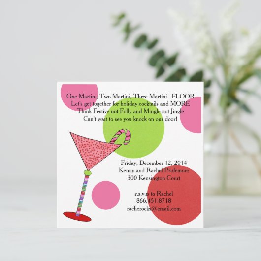 Preppy Pink Green Jingle Mingle Kerstfeest Kaart (Staand voorkant)