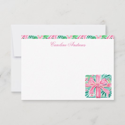 Preppy Pink & Green Palm Beach Cadeau Bedankkaart (Voorkant)