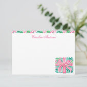 Preppy Pink & Green Palm Beach Cadeau Bedankkaart (Staand voorkant)