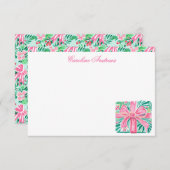 Preppy Pink & Green Palm Beach Cadeau Bedankkaart (Voorkant / Achterkant)