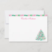 Preppy Pink & Green Palm Beach Kerstboom Bedankkaart (Voorkant)