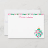 Preppy Pink & Green Palm Beach Ornament Bedankkaart (Voorkant)
