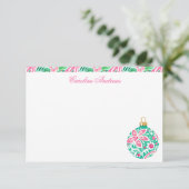 Preppy Pink & Green Palm Beach Ornament Bedankkaart (Staand voorkant)
