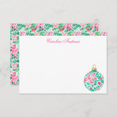 Preppy Pink & Green Palm Beach Ornament Bedankkaart (Voorkant / Achterkant)