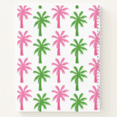 Preppy Pink & Green Palm Trees Monogram Notitieboe Notitieboek (Achterkant)