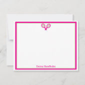Preppy Pink & Green Tennis Flat Card Stationary  Bedankkaart (Voorkant)