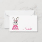 Preppy Pink Heart Bow Bunny Notitiekaartje (Voorkant)