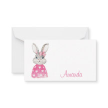 Preppy Pink Heart Bow Bunny