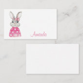 Preppy Pink Heart Bow Bunny Notitiekaartje (Voorkant / Achterkant)