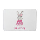 Preppy Pink Heart Bow Bunny Personalized Badmat (Voorkant)