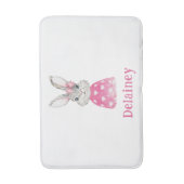 Preppy Pink Heart Bow Bunny Personalized Badmat (Voorkant Verticaal)