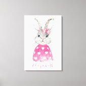 Preppy Pink Heart Personalized Bunny Canvas Afdruk (Voorkant)