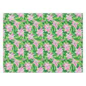 Preppy Pink Lily Floral Greenery Chic Garden Party Tafelkleed (Voorkant (Horizontaal))