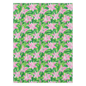 Preppy Pink Lily Floral Greenery Chic Garden Party Tafelkleed (Voorkant)