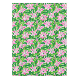 Preppy Pink Lily Floral Greenery Chic Garden Party Tafelkleed