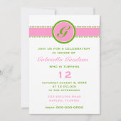 Preppy Pink & Lime Green Monogram Striped 2 Kaart (Voorkant)