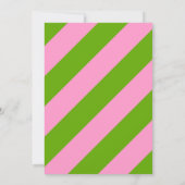 Preppy Pink & Lime Green Monogram Striped 2 Kaart (Achterkant)