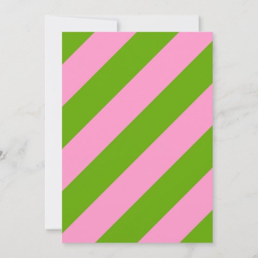 Preppy Pink & Lime Green Monogram Striped 2 Kaart (Achterkant)