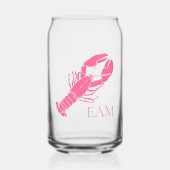 Preppy Pink Lobster Monogram Blikvorm Glas (Voorkant)