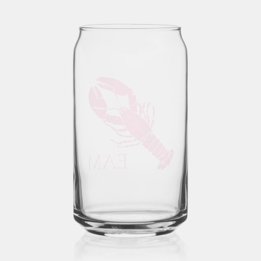 Preppy Pink Lobster Monogram Blikvorm Glas (Achterkant)