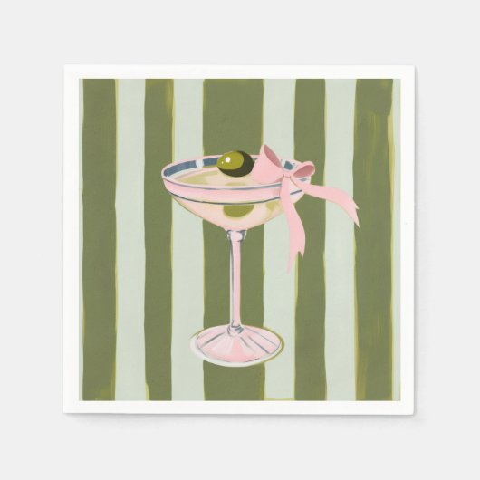 Preppy Pink Martini Cocktail servetten (Voorkant)